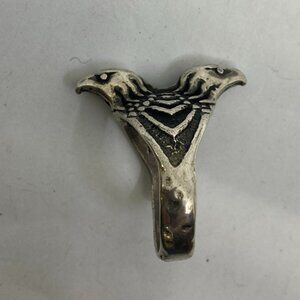 Vtg double-headed eagle biker rocker sterling silver ring sz 10 3/4